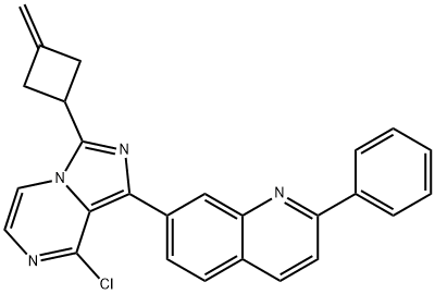 7-(8-chloro-3-(3-Methylenecyclobutyl)iMidazo[1,5-a]pyrazin-1-yl)-2-phenylquinoline Struktur