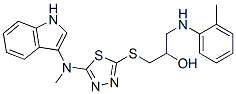 1-[[5-(1H-indol-3-ylmethylamino)-1,3,4-thiadiazol-2-yl]sulfanyl]-3-[(2 -methylphenyl)amino]propan-2-ol Struktur