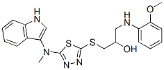 1-[[5-(1H-indol-3-ylmethylamino)-1,3,4-thiadiazol-2-yl]sulfanyl]-3-[(2 -methoxyphenyl)amino]propan-2-ol Struktur