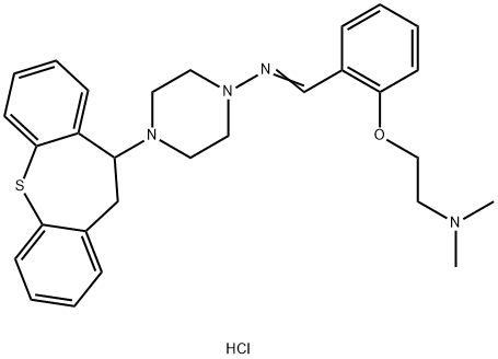 1-Piperazinamine, 4-(10,11-dihydrodibenzo(b,f)thiepin-10-yl)-N-((2-(2- (dimethylamino)ethoxy)phenyl)methylene)-, trihydrochloride Struktur