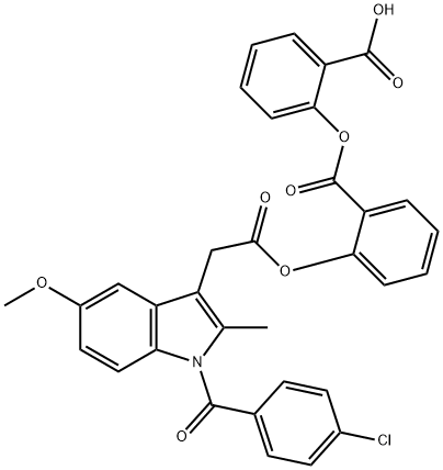 2-((2-carboxyphenoxy)carbonyl)phenyl-1-(4-chlorobenzoyl)-5-methoxy-2-methylindole-3-acetate Struktur