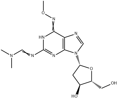 2-(DIMETHYLAMINOMETHYLIDENE)AMINO-6-METHOXYLAMINO-9-(BETA-D-2-DEOXYRIBOFURANOSYL)PURINE Struktur