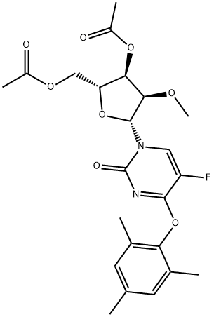 3',5'-DI-O-ACETYL-5-FLUORO-2'-O-METHYL-O4-(2,4,6-TRIMETHYLPHENYL)URIDINE Struktur