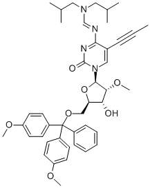 N4-(DIISOBUTYLAMINOMETHYLIDENE)-5'-O-(DIMETHOXYTRITYL)-5-(1-PROPYNYL)-2'-O-METHYLCYTIDINE Struktur