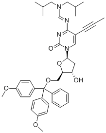 5'-O-(DIMETHOXYTRITYL)-N4-(DIISOBUTYLAMINO)METHYLIDENE-5-(1-PROPYNYL)-2'-DEOXYCYTIDINE Struktur