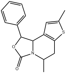 3H-Oxazolo[3,4-a]thieno[3,2-c]pyridin-3-one,  1,5,6,9b-tetrahydro-5,8-dimethyl-1-phenyl- Struktur