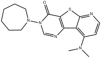 9-(Dimethylamino)-3-(hexahydro-1H-azepin-1-yl)pyrido[3',2':4,5]thieno[3,2-d]pyrimidin-4(3H)-one Struktur