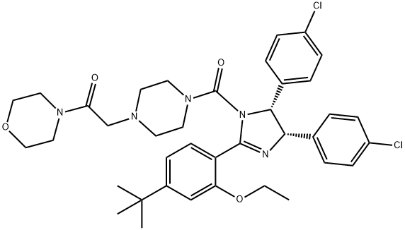 2-[4-[[(4S,5R)-4,5-Bis(4-chlorophenyl)-2-[4-(1,1-dimethylethyl)-2-ethoxyphenyl]-4,5-dihydro-1H-imidazol-1-yl]carbonyl]-1-piperazinyl]-1-(4-morpholinyl)ethanone Struktur