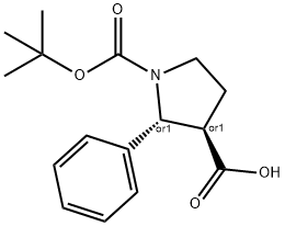 TRANS-1-BOC-2-PHENYL-PYRROLIDINE-3-CARBOXYLIC ACID Struktur