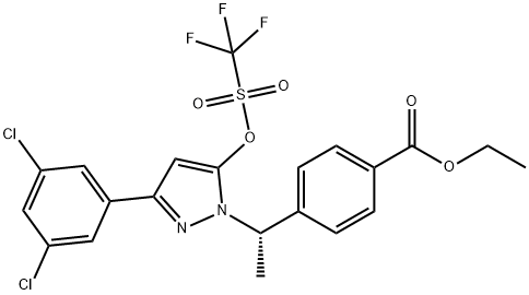 (S)-ethyl 4-(1-(3-(3,5-dichlorophenyl)-5-(trifluoroMethylsulfonyloxy)-1H-pyrazol-1-yl)ethyl)benzoate Struktur