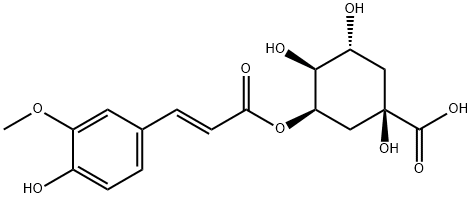 Cyclohexanecarboxylic acid, 1,3,4-trihydroxy-5-[[(2E)-3-(4-hydroxy-3-methoxyphenyl)-1-oxo-2-propen-1-yl]oxy]-, (1R,3R,4S,5R)- Struktur