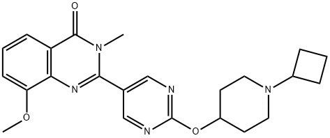 4(3H)-Quinazolinone,  2-[2-[(1-cyclobutyl-4-piperidinyl)oxy]-5-pyrimidinyl]-8-methoxy-3-methyl- Struktur