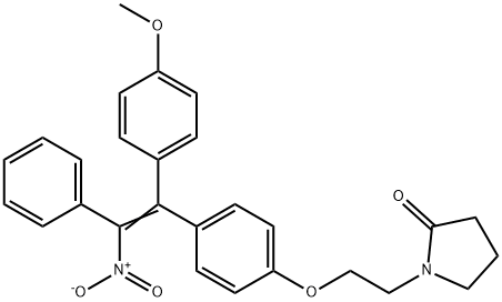 2-(4-(2-nitro-1-(4-methoxyphenyl)-2-phenylvinyl)phenoxy)-N-ethylpyrrolidin-2-one Struktur