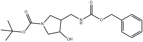 TERT-BUTYL 3-((BENZYLOXYCARBONYLAMINO)METHYL)-4-HYDROXYPYRROLIDINE-1-CARBOXYLATE Struktur