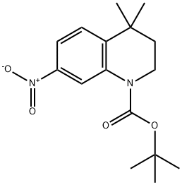 1(2H)-Quinolinecarboxylic acid, 3,4-dihydro-4,4-diMethyl-7-nitro-, 1,1-diMethylethyl ester Struktur