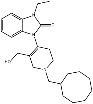 1-[1-(CYCLOOCTYLMETHYL)-1,2,3,6-TETRAHYDRO-5-(HYDROXYMETHYL)-4-PYRIDINYL]-3-ETHYL-1,3-DIHYDRO-2H-BENZIMIDAZOL-2-ONE HYDROCHLORIDE Struktur