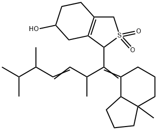 3-[7a-Methyl-1-(1,4,5-trimethyl-hex-2-enyl)-octahydro-inden-4-ylidenemethyl]-2,2-dioxo-2,3,4,5,6,7-hexahydro-1H-2l6-benzo[c]thiophen-5-ol Struktur