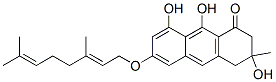 3,8,9-Trihydroxy-3-methyl-6-[[(2E)-3,7-dimethyl-2,6-octadienyl]oxy]-3,4-dihydroanthracene-1(2H)-one Struktur