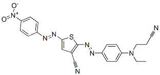 2-[[4-[(2-cyanoethyl)ethylamino]phenyl]azo]-5-[(4-nitrophenyl)azo]thiophene-3-carbonitrile Struktur