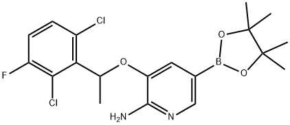 3-[1-(2,6-dichloro-3-fluorophenyl)ethoxy]-5-
(tetraMethyl-1,3,2-dioxaborolan-2-yl)pyridin-2-
aMine Struktur