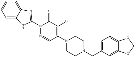 3(2H)-Pyridazinone,  2-(1H-benzimidazol-2-yl)-5-[4-(1,3-benzodioxol-5-ylmethyl)-1-piperazinyl]-4-chloro- Struktur