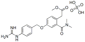 N,N-dimethylcarbamoyl-4-(4-guanidinobenzyloxy)phenyl acetate methane sulfate Struktur