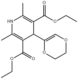 diethyl 4-(5,6-dihydro-1,4-dioxin-2-yl)-2,6-dimethyl-1,4-dihydropyridi ne-3,5-dicarboxylate Struktur