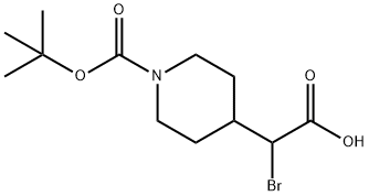 A-BROMO-1-[(1,1-DIMETHYLETHOXY)CARBONYL]-4-PIPERIDINEACETIC ACID Struktur