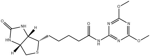 1H-Thieno[3,4-d]iMidazole-4-pentanaMide, N-(4,6-diMethoxy-1,3,5-triazin-2-yl)hexahydro-2-oxo-, (3aS,4S,6aR)- Struktur