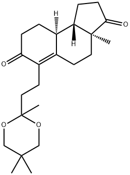 1H-Benz[e]indene-3,7(2H,3aH)-dione, 4,5,8,9,9a,9b-hexahydro-3a-methyl-6-[2-(2,5,5-trimethyl-1,3-dioxan-2-yl)ethyl]-, (3aS,9aS,9bS)- Struktur