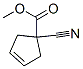 3-Cyclopentene-1-carboxylicacid,1-cyano-,methylester(9CI) Struktur