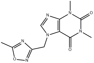 3,7-Dihydro-1,3-dimethyl-7-((5-methyl-1,2,4-oxadiazol-3-yl)methyl)-1H- purine-2,6-dione Struktur