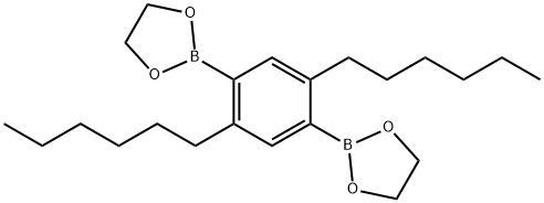 2,5-Dihexyl-1,4-benzene-diboronic acid ethylene glycol ester Struktur