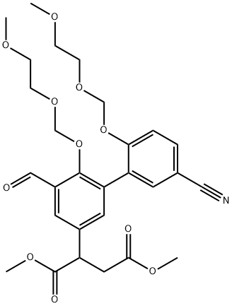 Butanedioic acid, 2-[5'-cyano-5-forMyl-2',6-bis[(2-Methoxyethoxy)Methoxy][1,1'-biphenyl]-3-yl]-, 1,4-diMethyl ester Struktur