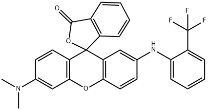 2'-[3-(Trifluoromethyl)anilino]-6'-(dimethylamino)spiro[phthalide-3,9'-[9H]xanthene] Struktur