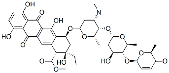 methyl (1R,2R,4S)-4-[(2S,4S,5S,6S)-4-dimethylamino-5-[(2S,4S,5R,6S)-4-hydroxy-6-methyl-5-[[(2S,6S)-6-methyl-5-oxo-2H-pyran-2-yl]oxy]oxan-2-yl]oxy-6-methyl-oxan-2-yl]oxy-2-ethyl-2,5,7,10-tetrahydroxy-6,11-dioxo-3,4-dihydro-1H-tetracene-1-carboxylate Struktur