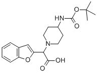 benzofuran-2-yl-(4-tert-butoxycarbonylamino-piperidin-1-yl)-acetic acid Struktur