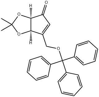 4H-Cyclopenta-1,3-dioxol-4-one, 3a,6a-dihydro-2,2-diMethyl-6-[(triphenylMethoxy)Methyl]-, (3aR,6aR)- Struktur