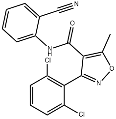 N-(2-cyanophenyl)-3-(2,6-dichlorophenyl)-5-methyl-4-isoxazolecarboxamide Struktur