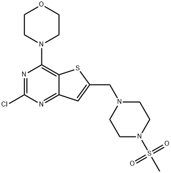 2-CHLORO-6-(4-METHANESULFONYL-PIPERAZIN-1-YLMETHYL)-4-MORPHOLIN-4-YL-THIENO[3,2-D]PYRIMIDINE Struktur