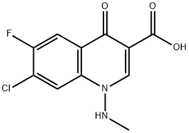 7-chloro-6-fluoro-1,4-dihydro-1-(methylamino)-4-oxoquinoline-3-carboxylic acid Struktur