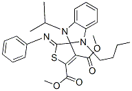 (Z)-DIMETHYL 1-BUTYL-3-ISOPROPYL-2'-(PHENYLIMINO)-1,3-DIHYDRO-2'H-SPIRO[BENZO[D]IMIDAZOLE-2,3'-THIOPHENE]-4',5'-DICARBOXYLATE Struktur