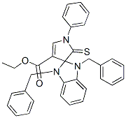 ETHYL 1,3-DIBENZYL-1'-PHENYL-2'-THIOXO-1,1',2',3-TETRAHYDROSPIRO[BENZO[D]IMIDAZOLE-2,3'-PYRROLE]-4'-CARBOXYLATE Struktur