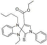 ETHYL 1-BUTYL-3-ETHYL-1'-PHENYL-2'-THIOXO-1,1',2',3-TETRAHYDROSPIRO[BENZO[D]IMIDAZOLE-2,3'-PYRROLE]-4'-CARBOXYLATE Struktur