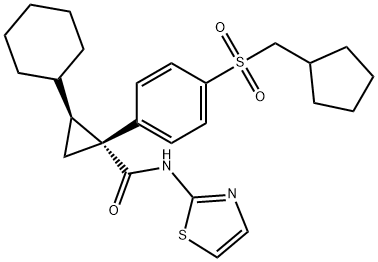 (1R,2S)-2-cyclohexyl-1-(4-((cyclopentylMethyl)sulfonyl)phenyl)-N-(thiazol-2-yl)cyclopropanecarboxaMide Struktur