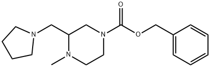 4-METHYL-3-PYRROLIDIN-1-YLMETHYL-PIPERAZINE-1-CARBOXYLIC ACID BENZYL ESTER
 Struktur