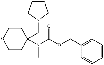 METHYL-(4-PYRROLIDIN-1-YLMETHYL-TETRAHYDRO-PYRAN-4-YL)-CARBAMIC ACID BENZYL ESTER
 Struktur