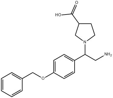 1-[2-AMINO-1-(4-BENZYLOXY-PHENYL)-ETHYL]-PYRROLIDINE-3-CARBOXYLIC ACID
 Struktur