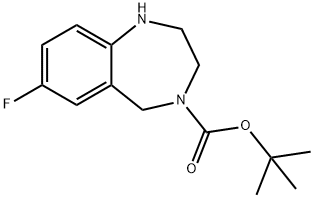 4-BOC-7-FLUORO-2,3,4,5-TETRAHYDRO-1H-BENZO[E][1,4]DIAZEPINE
 Struktur