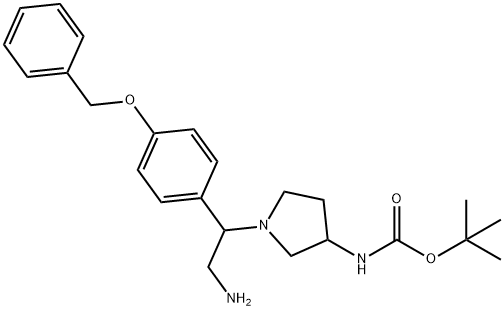 3-N-BOC-AMINO-1-[2-AMINO-1-(4-BENZYLOXY-PHENYL)-ETHYL]-PYRROLIDINE
 Struktur